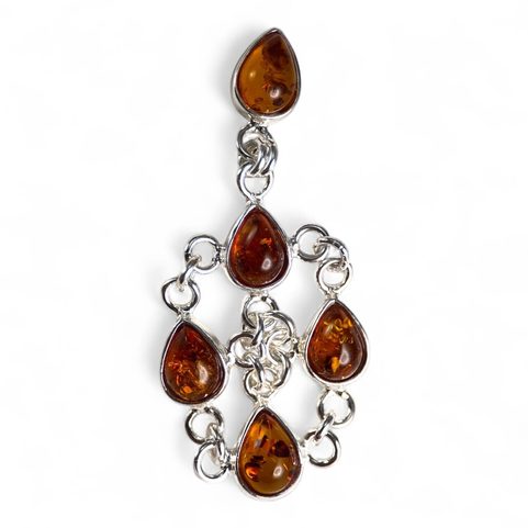 ELIZABETH, BOUCLES D'OREILLES EN ARGENT, AMBRE, AG 925/1000