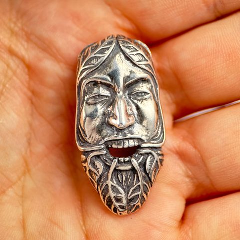 GREEN MAN, THE LORD OF THE NATURE AND REBIRTH, SILVER PENDANT AG 925