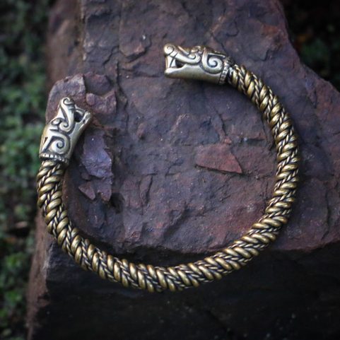 VIKING WOLF, BRACELET FROM BURG, SWEDEN, BRONZE