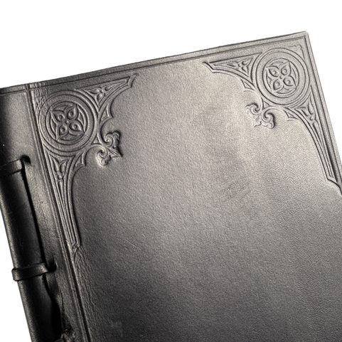 GOTHIC, LEATHER NOTEBOOK, LINED, BLACK