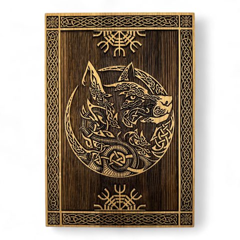 CELTIC WOLF, WOODEN WALL PICTURE 21X30CM