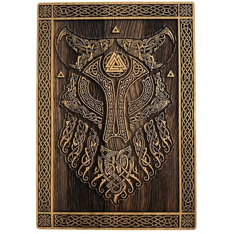 WOLF- VIKING, WOODEN WALL PICTURE 21X30CM