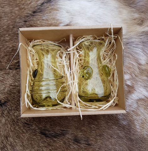 WHITE WOLF, SET OF 2 SHOT GLASSES
