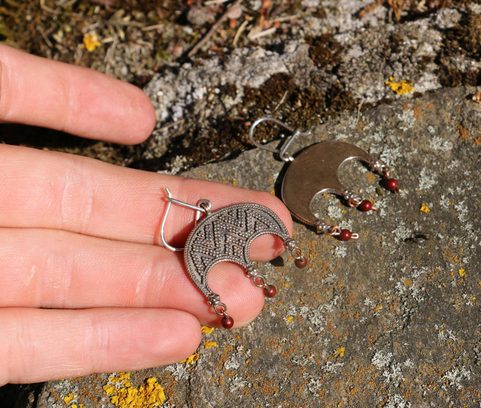 LUDMILA, EARRINGS, BRONZE, RED