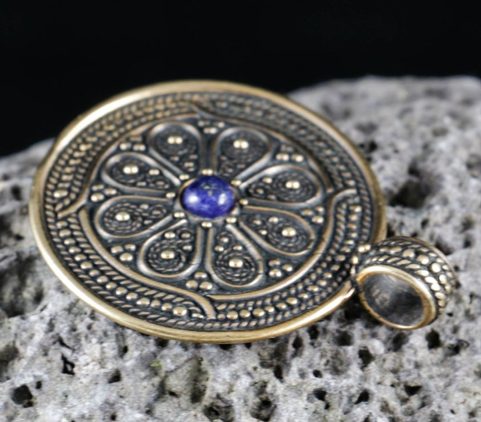 VESNA, SLAVIC PENDANT, MORAVIA MAGNA EMPIRE, BRONZE LAPIS LAZULI