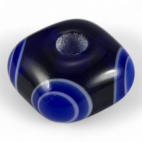 PERLE CELTIQUE EN VERRE À DÉCOR OCULÉ, RÉPLIQUE, BLEUE