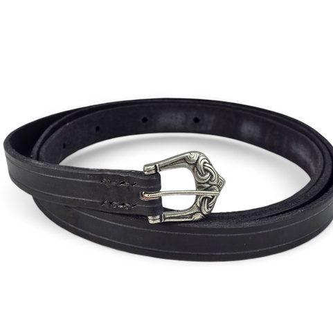 VIKING LEATHER BELT BORRE, BLACK
