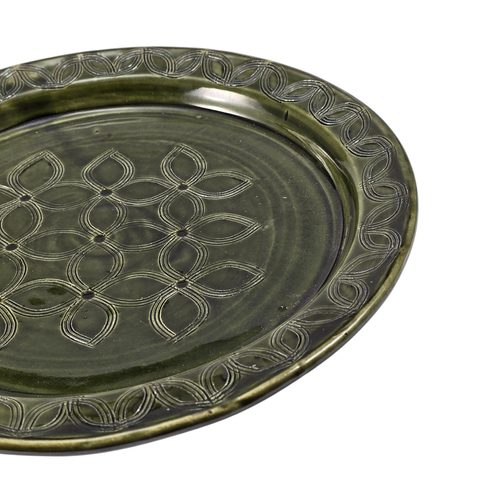 PLATE GREEN, DECORATED, MEDIEVAL