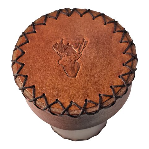 LEATHER CUP FOR DICE WITH LID - BROWN FOR HUNTERS