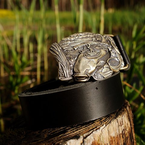 CATFISH, FISHING BELT BUCKLE, BRASS