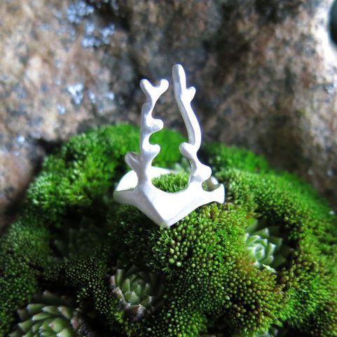 SMALL DEER, CUBIST RING, STERLING SILVER