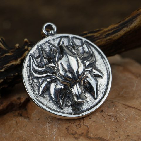 PENDENTIF LOUP SLAVE , ARGENT STERLING