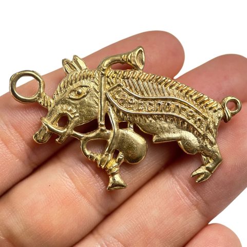 WILD BOAR - BAGPIPER, MEDIEVAL PILGRIM BADGE