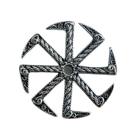 KOLOVRAT, SLAWISCHES SYMBOL DER SONNE, ANHÄNGER, SILBER 925