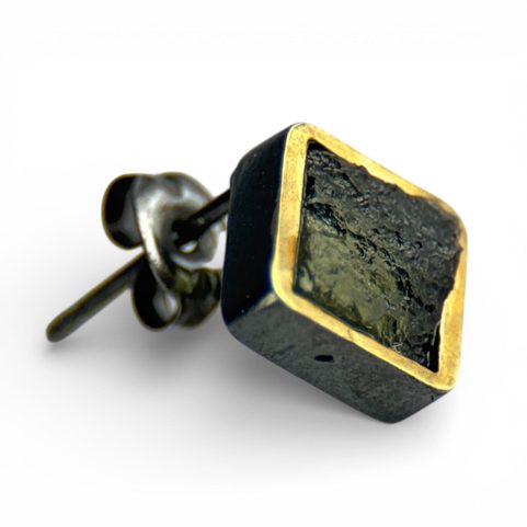 SILVANIA, MOLDAVITE, SILVER EARRINGS, AG 925/1000