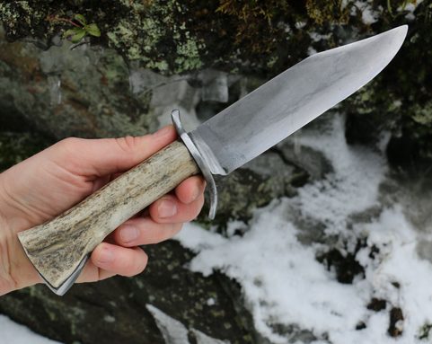 HOLT, BOWIE KNIFE WITH ANTLER, HAMON HARDENING
