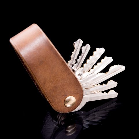 MORLEY, LEATHER KEYCHAIN BROWN