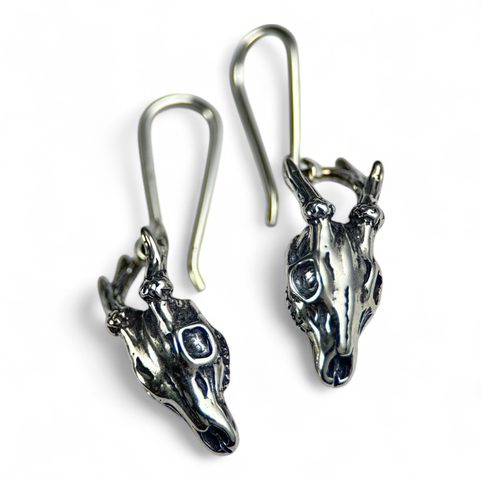 CERF - CRÂNE, BOUCLES D'OREILLES ARGENT