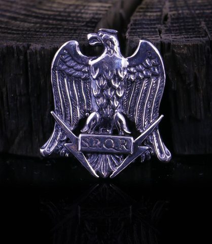 AQUILA, ROMAN EAGLE SPQR, STERLING SILVER PENDANT