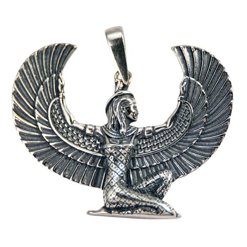 WINGED ISIS, EGYPTIAN GODDESS, SILVER PENDANT