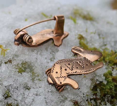 RABBIT, ROMAN FIBULA, REPLICA, BRONZE