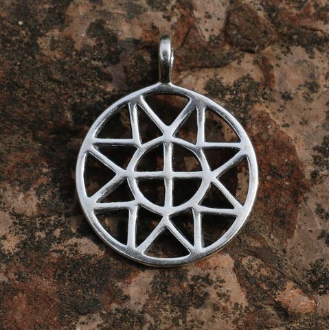 SUN AND CROSS, SMALL, SILVER PENDANT