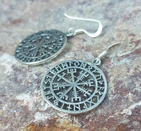 VEGVISIR, ICELANDIC RUNE EARRINGS, SILVER