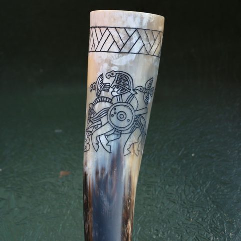 HUGINN AND MUNINN, VENDEL DRINKING HORN
