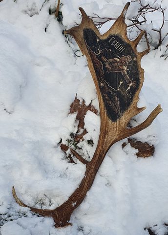PERUN, ENGRAVED ANTLER