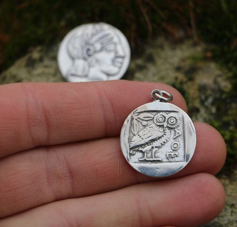 ATHENIAN TETRADRACHM, PENDANT, SILVER, REPRODUCTION