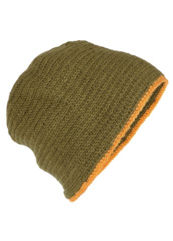 WOOL CAP, CROCHETED, GREEN-YELLOW