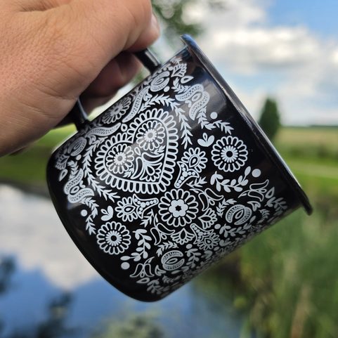 ČIČMANY ENAMEL MUG, SLOVAKIA
