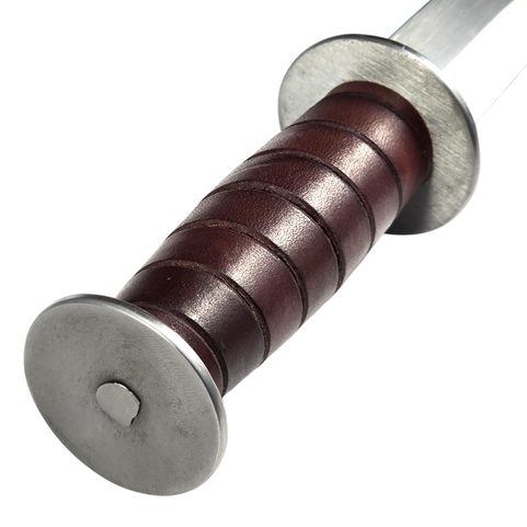 RONDEL OR BOLLOCK DAGGER PRAGA, 14TH CENTURY, BLUNT REPLICA, BROWN
