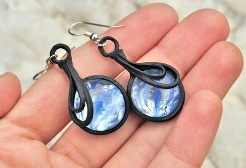 BLUE AND WHITE GLASS EARRINGS