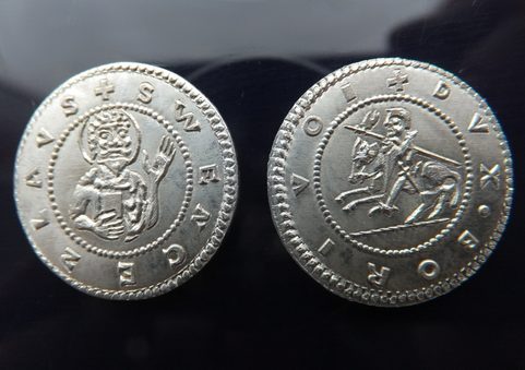 BORIVOJ II. DENARIUS, MEDIEVAL COIN, PEWTER REPLICA