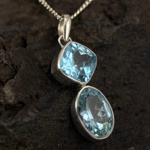 KRYPTONITE, LUXURY SILVER PENDANT, BLUE TOPAZ, AG 925/1000