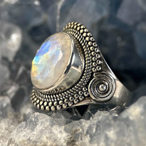 LUNARIA, BAGUE, PIERRE DE LUNE ARGENT 925/1000