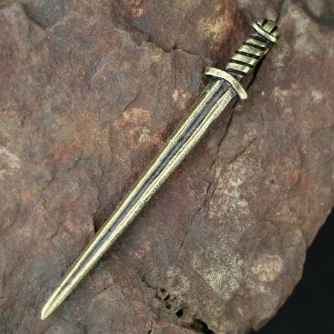 VIKING SWORD, ZINC PENDANT, ANTIQUE BRASS