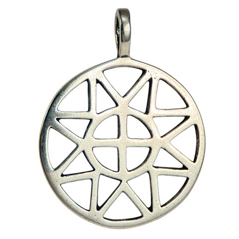 SUN AND CROSS, SMALL, SILVER PENDANT