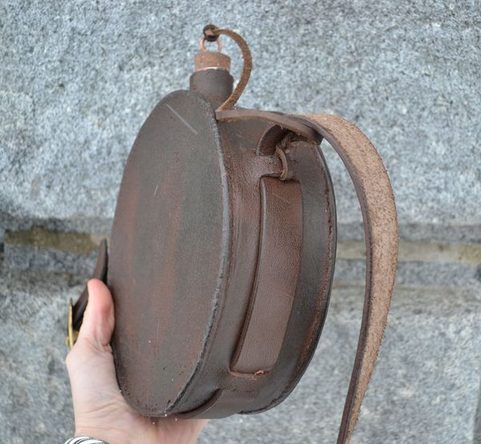 METAL BOTTLE COVERED BY LEATHER, DECORATION ITEM