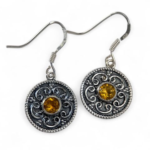 NATURA, SILVER EARRINGS, CITRINE , AG 925/1000