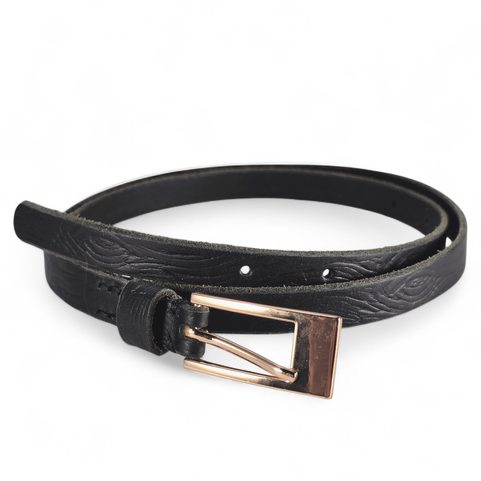 CEINTURE EN CUIR POUR FEMMES, ÉCORCE, NOIRE