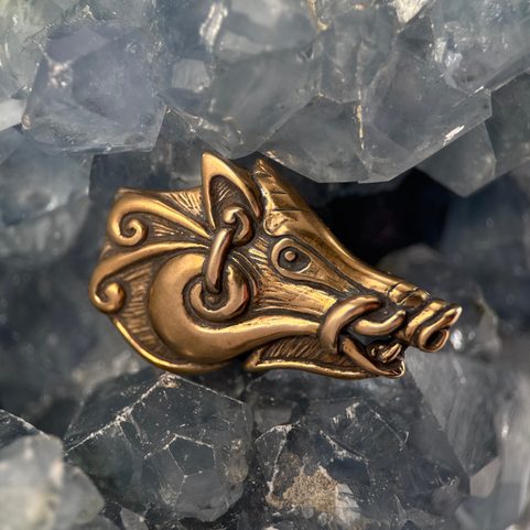 CELTIC BOAR - HEAD, BRONZE PENDANT