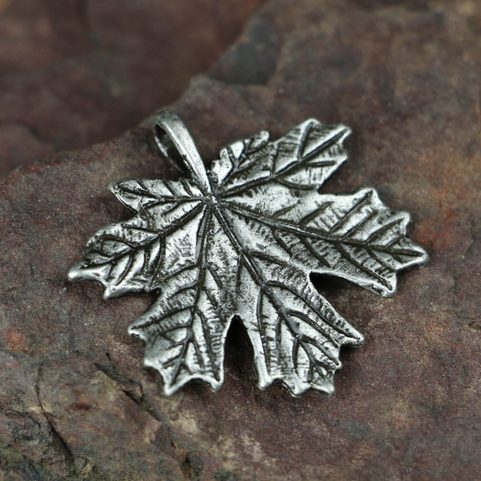 MAPLE LEAF, ZINC PENDANT, ANTIQUE SILVER