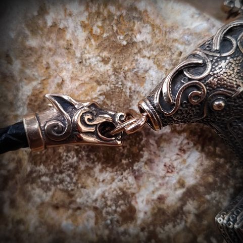 SCANIA, VIKING LEATHER BRAIDED NECKLACE, BRONZE