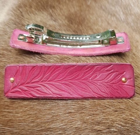 CAMBRIA, LEATHER HAIR CLIP, MAROON