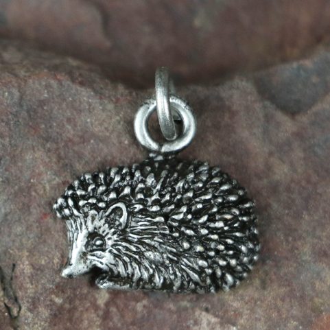 HEDGEHOG, ZINC PENDANT, ANTIQUE SILVER