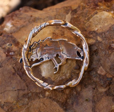 LOUP, BROCHE COSTUME, BRONZE