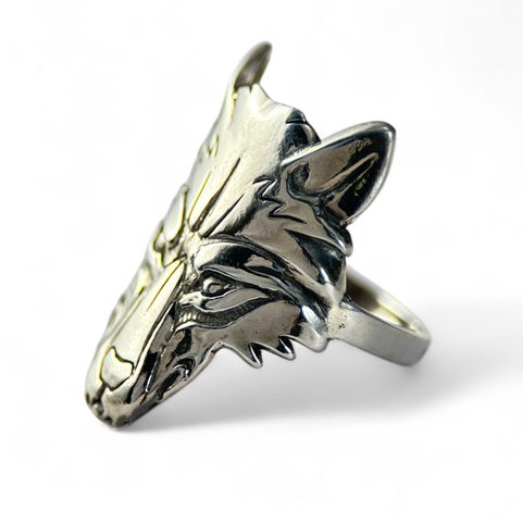 WOLF HEAD, WOLF, SILVER 925 RING