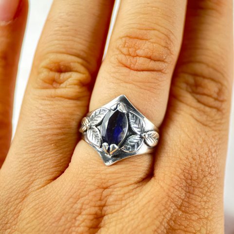 SHAMROCK, RING, IOLITE, STERLING SILVER